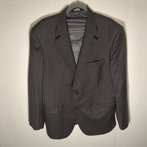 Jos A Bank 42R Wool Silk Blazer Stripe Gray 2 Button Signature Made Mexico - Picture 1 of 9